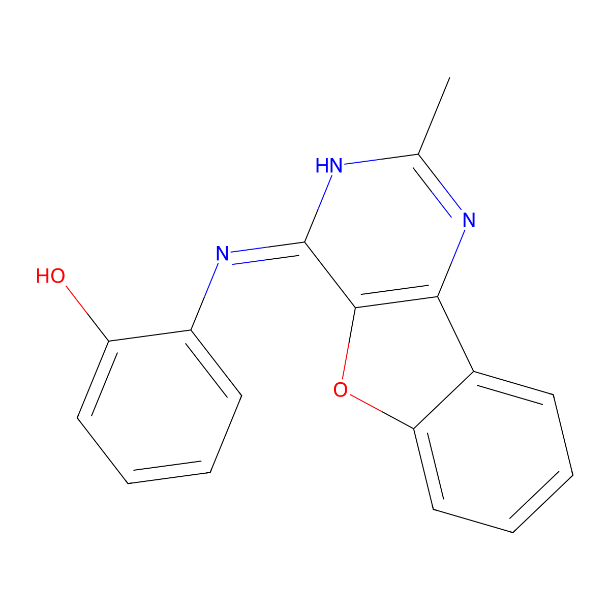 2-[(2-Methyl-[1]benzofuro[3,2-d]pyrimidin-4-yl)amino]phenol molecular structure, CAS 714284-08-9