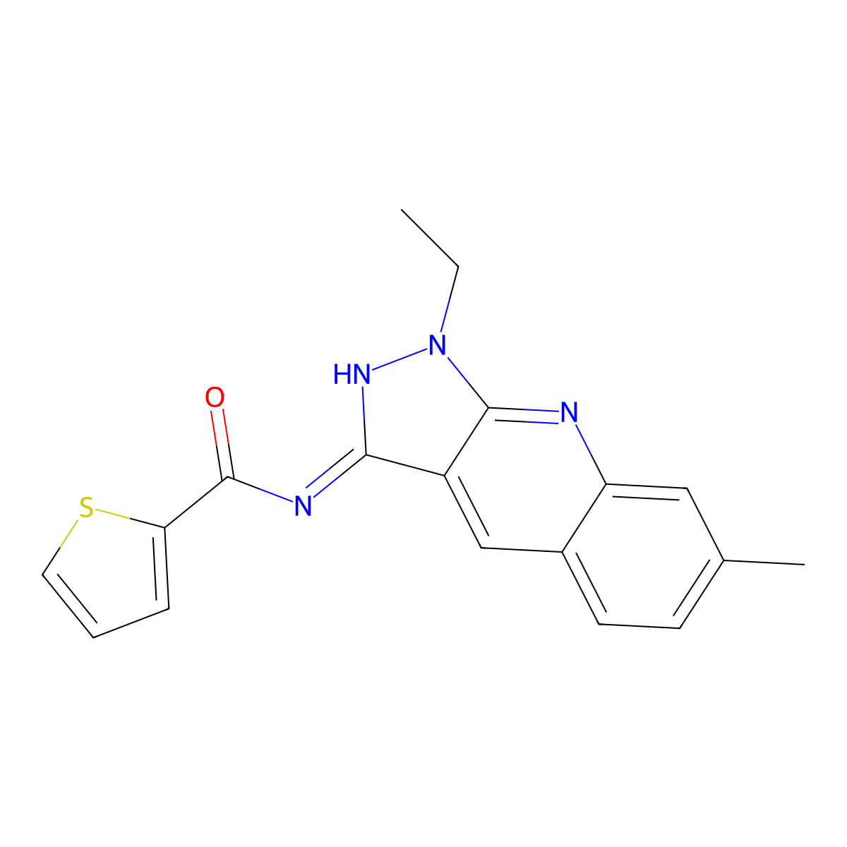 N-(1-ethyl-7-methylpyrazolo[3,4-b]quinolin-3-yl)thiophene-2-carboxamide molecular structure, CAS 714284-62-5