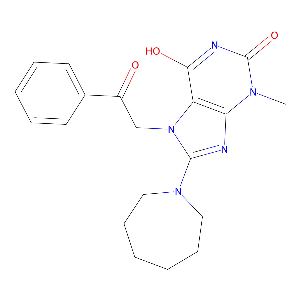8-Azepan-1-yl-3-methyl-7-(2-oxo-2-phenyl-ethyl)-3,7-dihydro-purine-2,6-dione molecular structure, CAS 714285-46-8