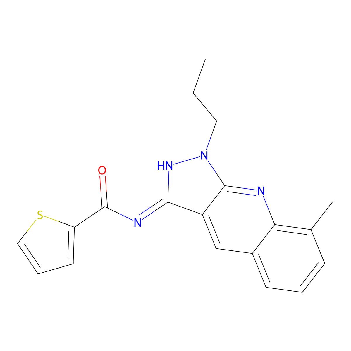 N-(8-methyl-1-propylpyrazolo[3,4-b]quinolin-3-yl)thiophene-2-carboxamide molecular structure, CAS 714285-99-1