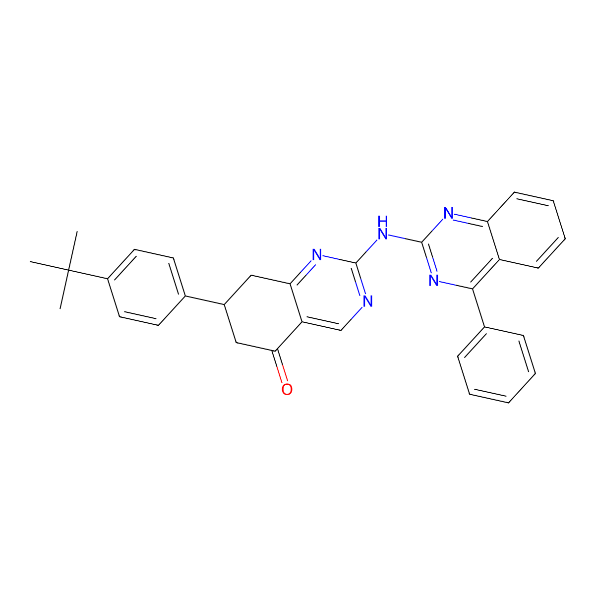 7-(4-tert-butylphenyl)-2-[(4-phenylquinazolin-2-yl)amino]-7,8-dihydroquinazolin-5(6H)-one molecular structure, CAS 714286-46-1