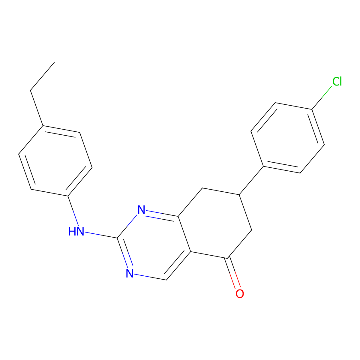 7-(4-chlorophenyl)-2-[(4-ethylphenyl)amino]-7,8-dihydroquinazolin-5(6H)-one molecular structure, CAS 714286-50-7
