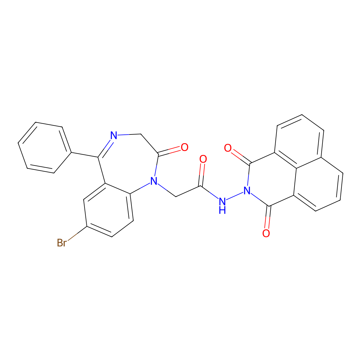 2-(7-bromo-2-oxo-5-phenyl-3H-1,4-benzodiazepin-1-yl)-N-(1,3-dioxobenzo[de]isoquinolin-2-yl)acetamide molecular structure, CAS 714287-30-6