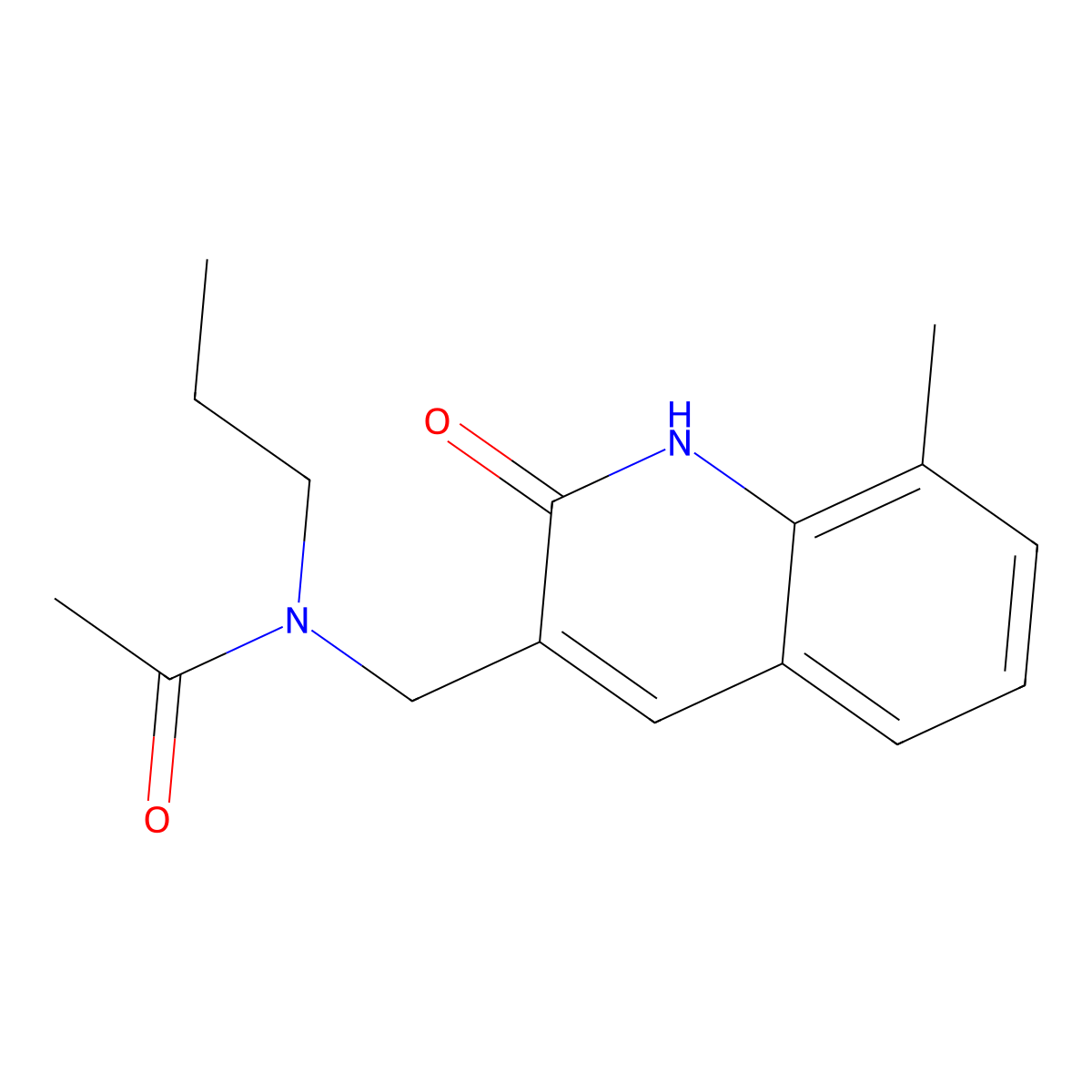 N-[(8-methyl-2-oxo-1H-quinolin-3-yl)methyl]-N-propylacetamide molecular structure, CAS 714288-51-4