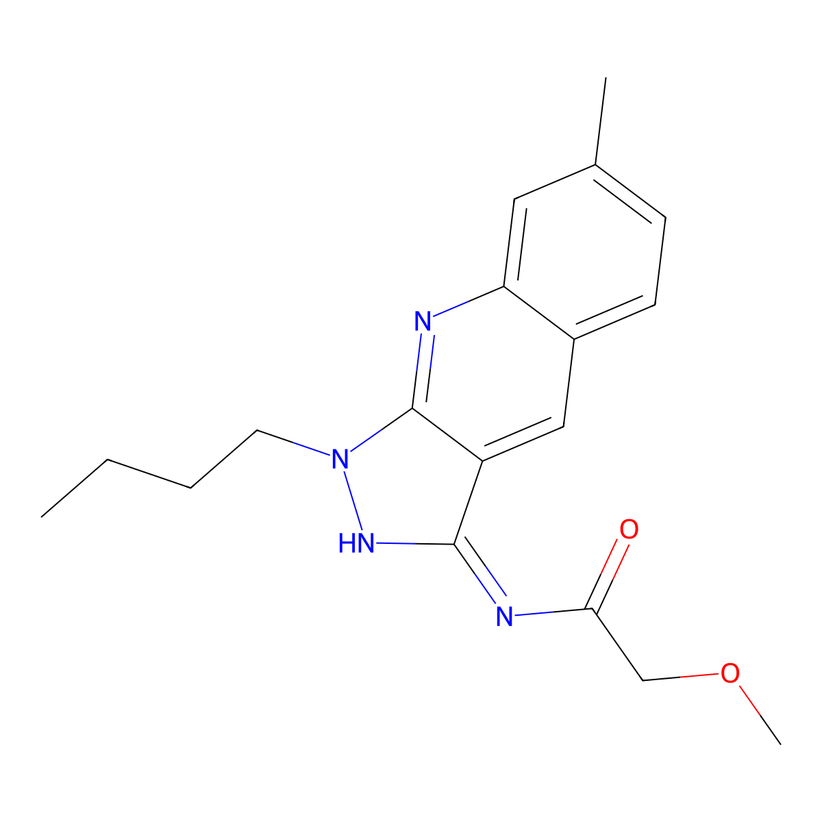 N-(1-butyl-7-methylpyrazolo[3,4-b]quinolin-3-yl)-2-methoxyacetamide molecular structure, CAS 714288-62-7