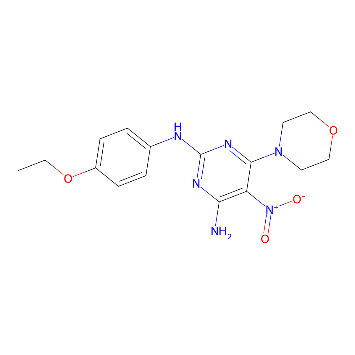 2-N-(4-ethoxyphenyl)-6-morpholin-4-yl-5-nitropyrimidine-2,4-diamine molecular structure, CAS 714288-67-2