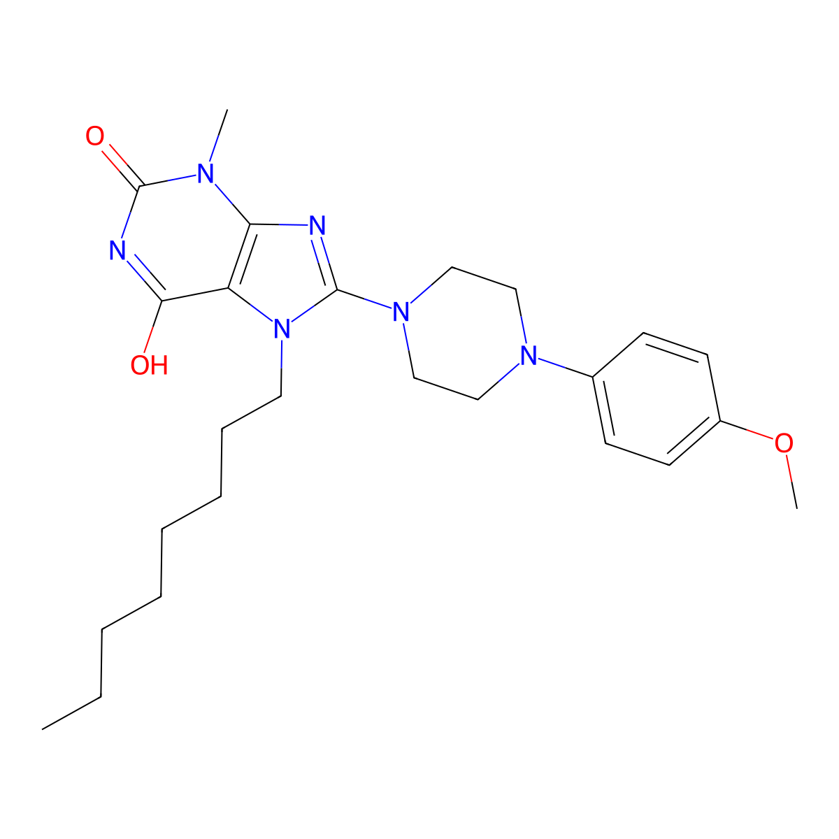 8-(4-(4-methoxyphenyl)piperazin-1-yl)-3-methyl-7-octyl-1H-purine-2,6(3H,7H)-dione molecular structure, CAS 714289-13-1
