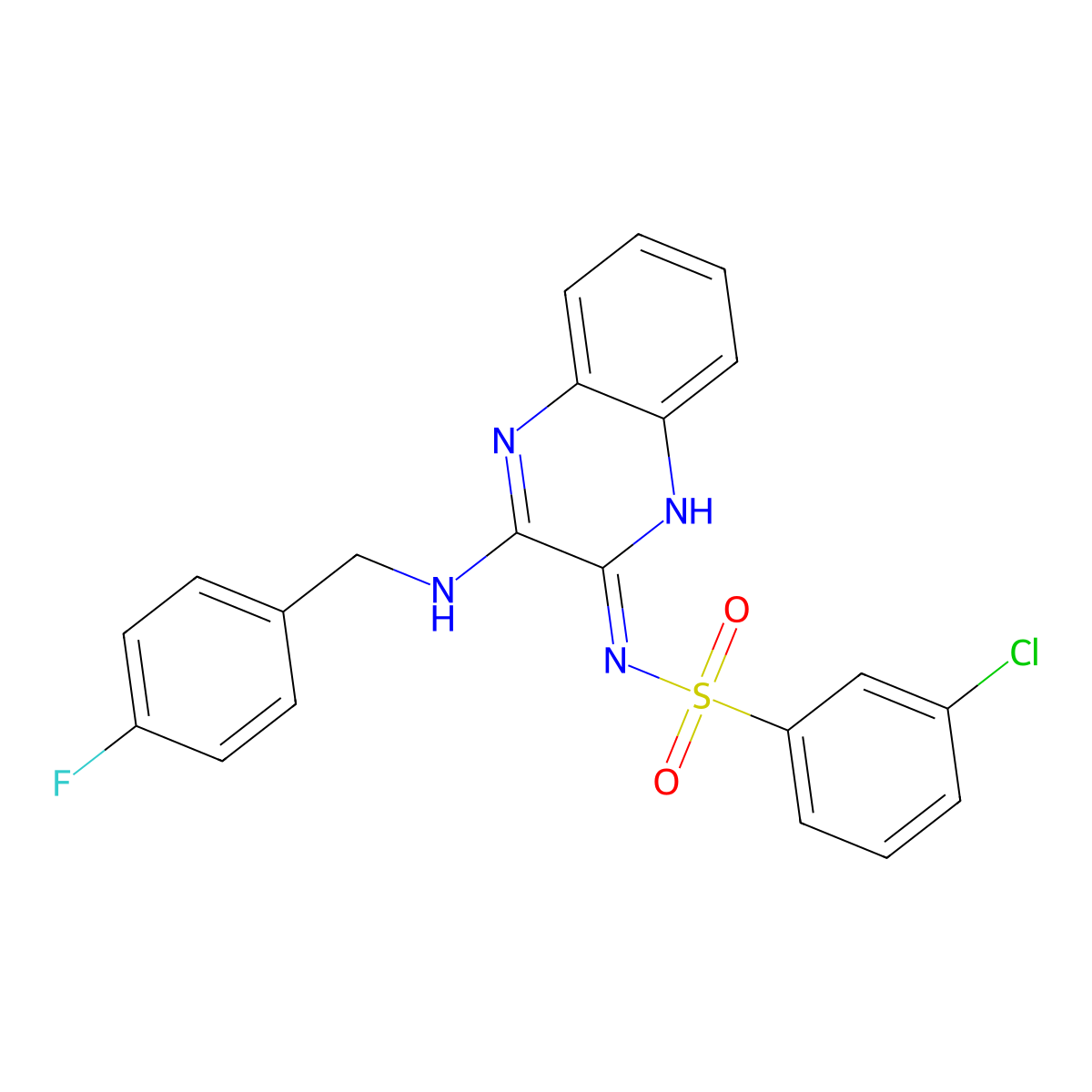 3-chloro-N-[(2Z)-3-[(4-fluorobenzyl)amino]quinoxalin-2(1H)-ylidene]benzenesulfonamide molecular structure, CAS 714289-53-9
