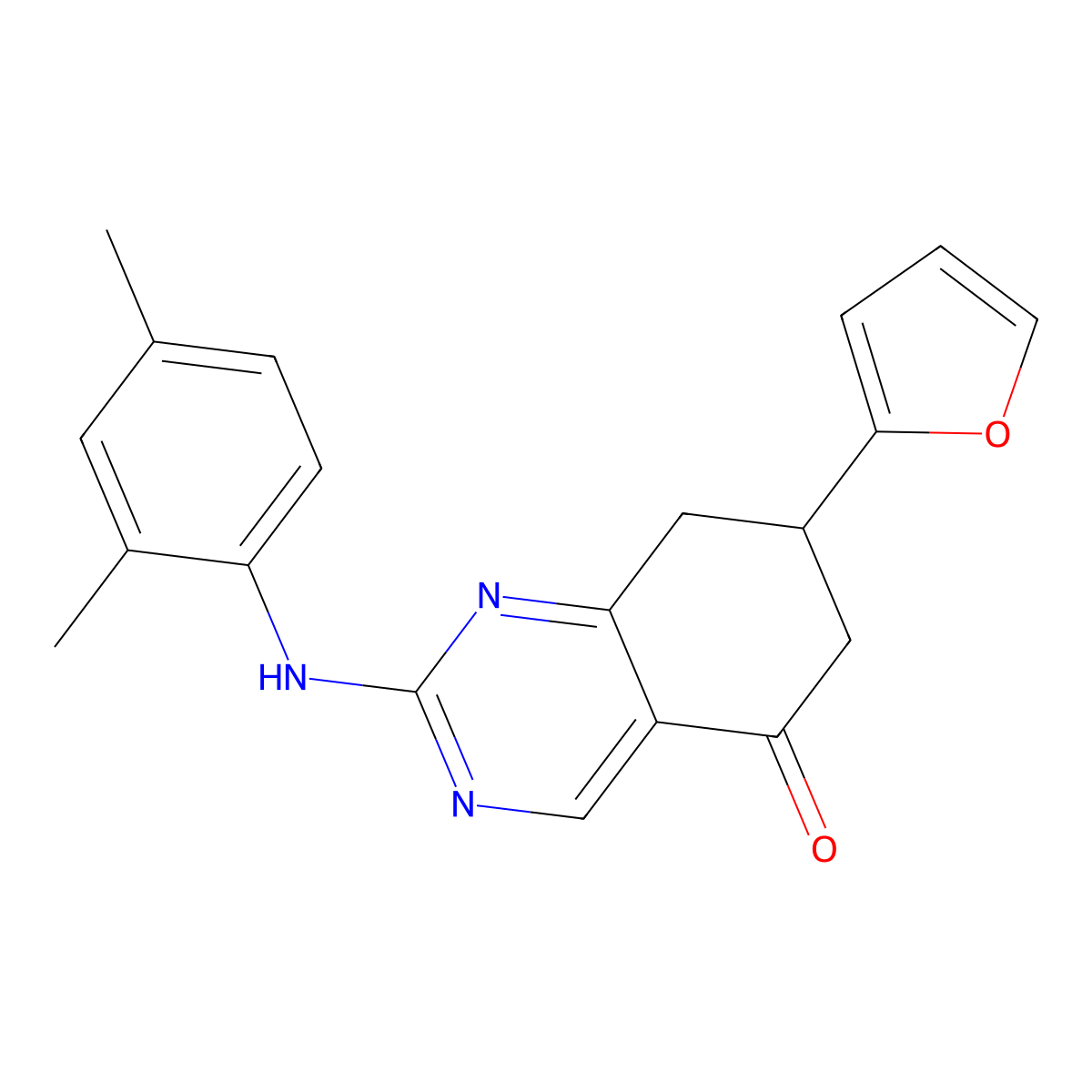 2-(2,4-dimethylanilino)-7-(furan-2-yl)-7,8-dihydro-6H-quinazolin-5-one molecular structure, CAS 714289-95-9