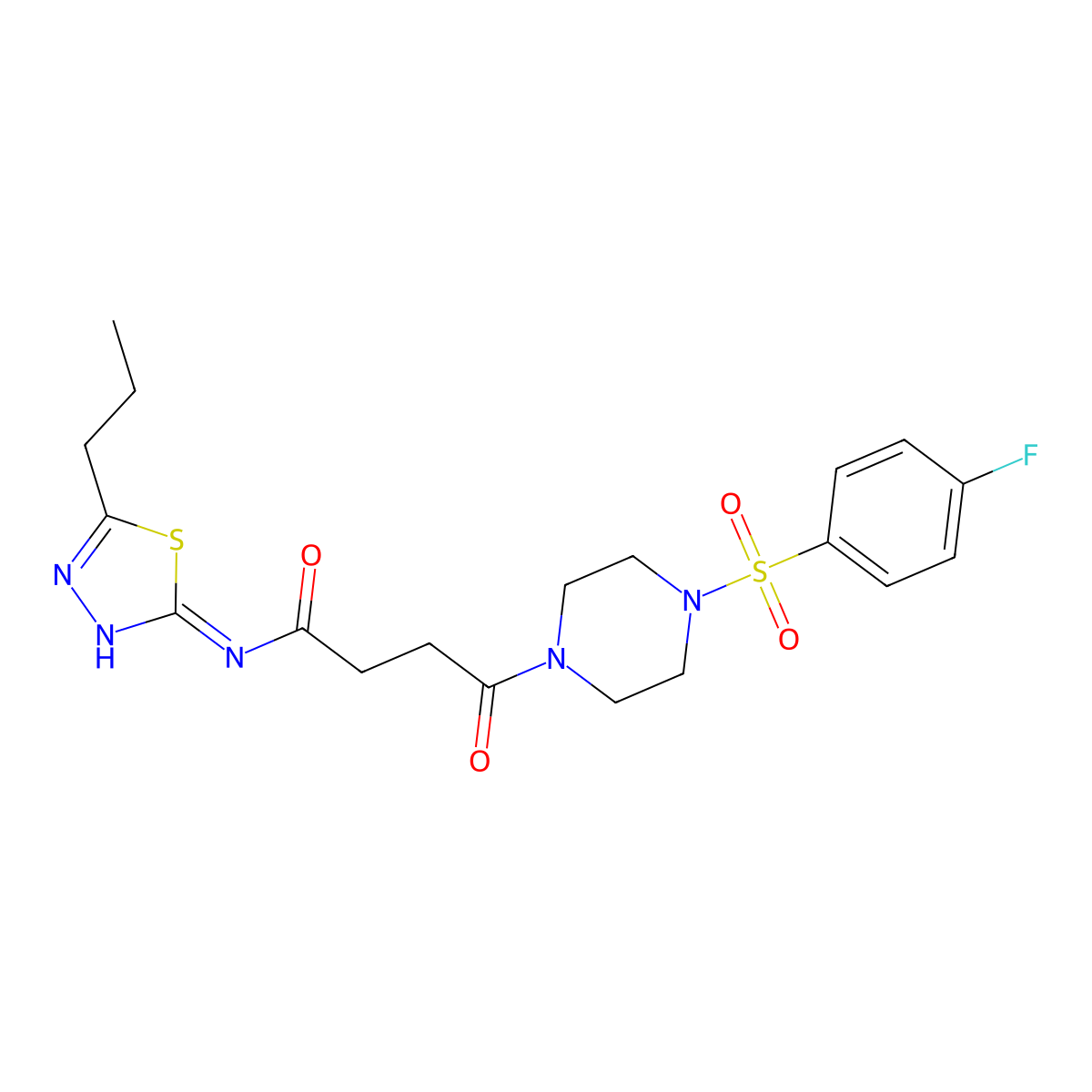 4-[4-(4-fluorophenyl)sulfonylpiperazin-1-yl]-4-oxo-N-(5-propyl-1,3,4-thiadiazol-2-yl)butanamide molecular structure, CAS 714290-17-2