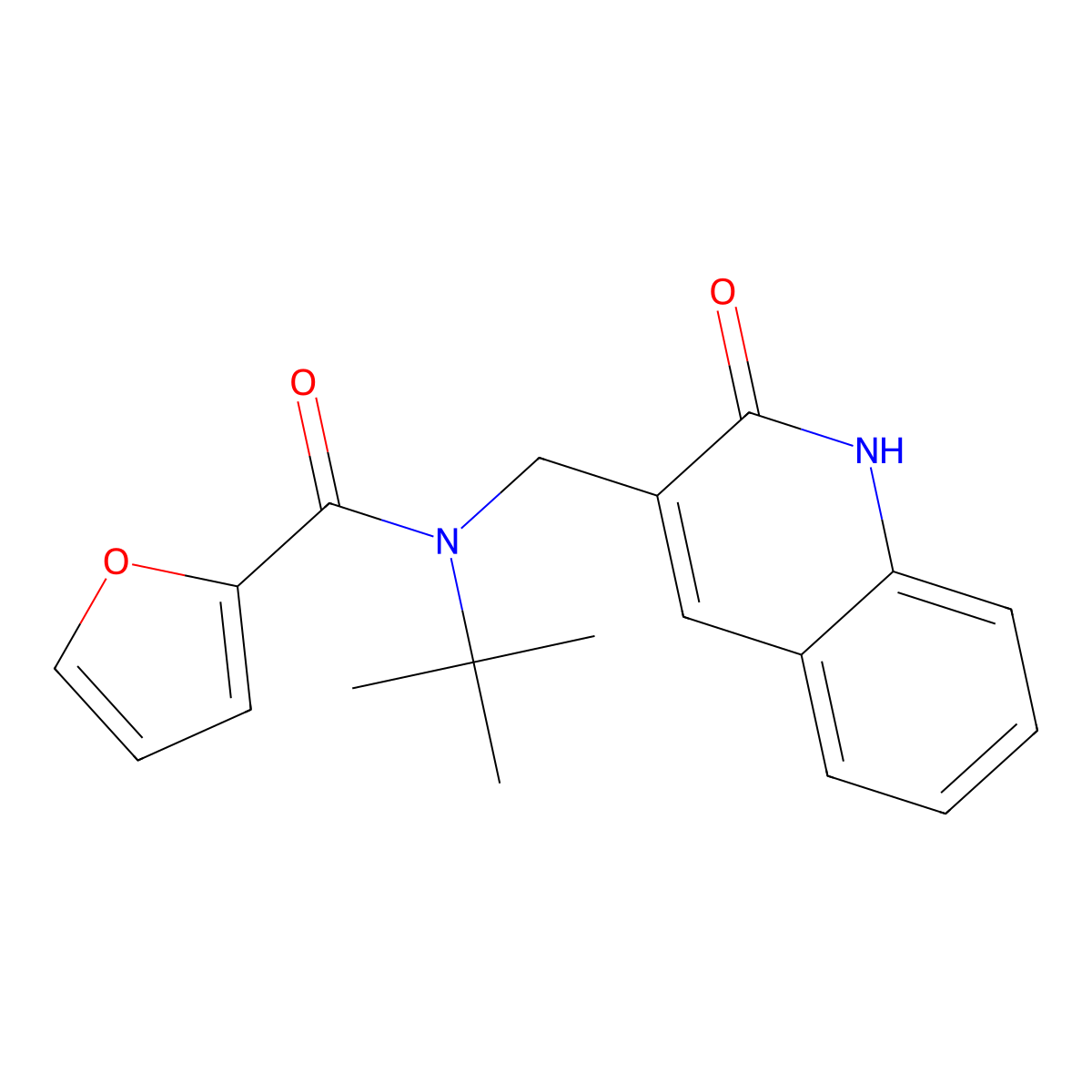N-tert-butyl-N-[(2-oxo-1H-quinolin-3-yl)methyl]furan-2-carboxamide molecular structure, CAS 714290-87-6