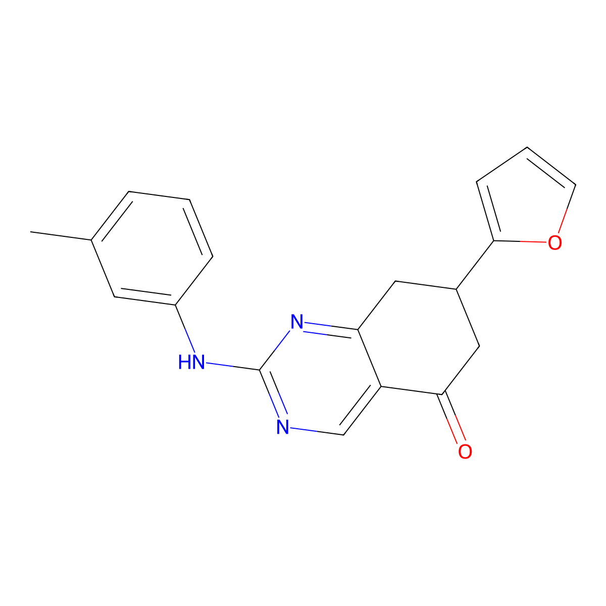 7-(furan-2-yl)-2-(3-methylanilino)-7,8-dihydro-6H-quinazolin-5-one molecular structure, CAS 714291-57-3
