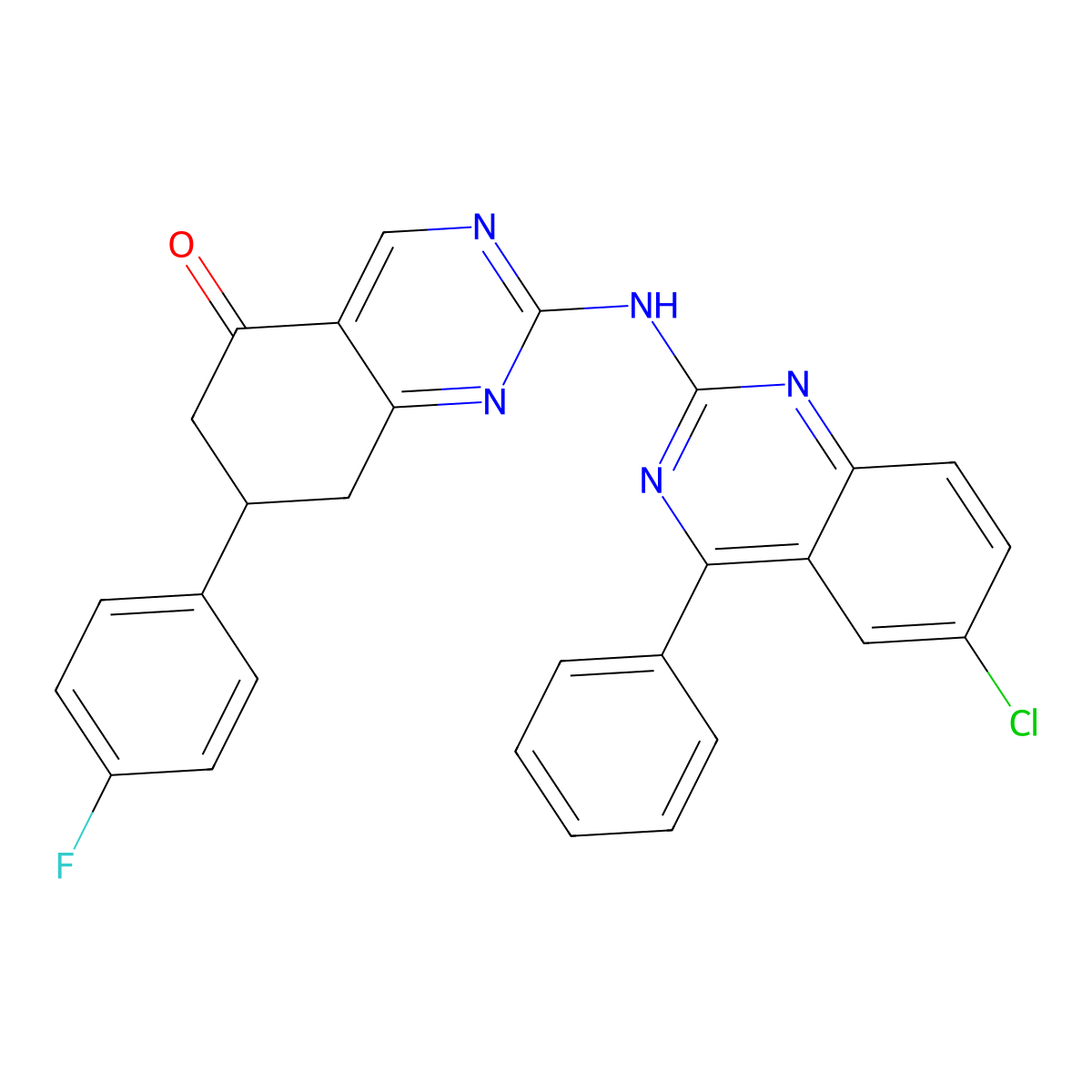 2-[(6-chloro-4-phenylquinazolin-2-yl)amino]-7-(4-fluorophenyl)-7,8-dihydroquinazolin-5(6H)-one molecular structure, CAS 714291-63-1