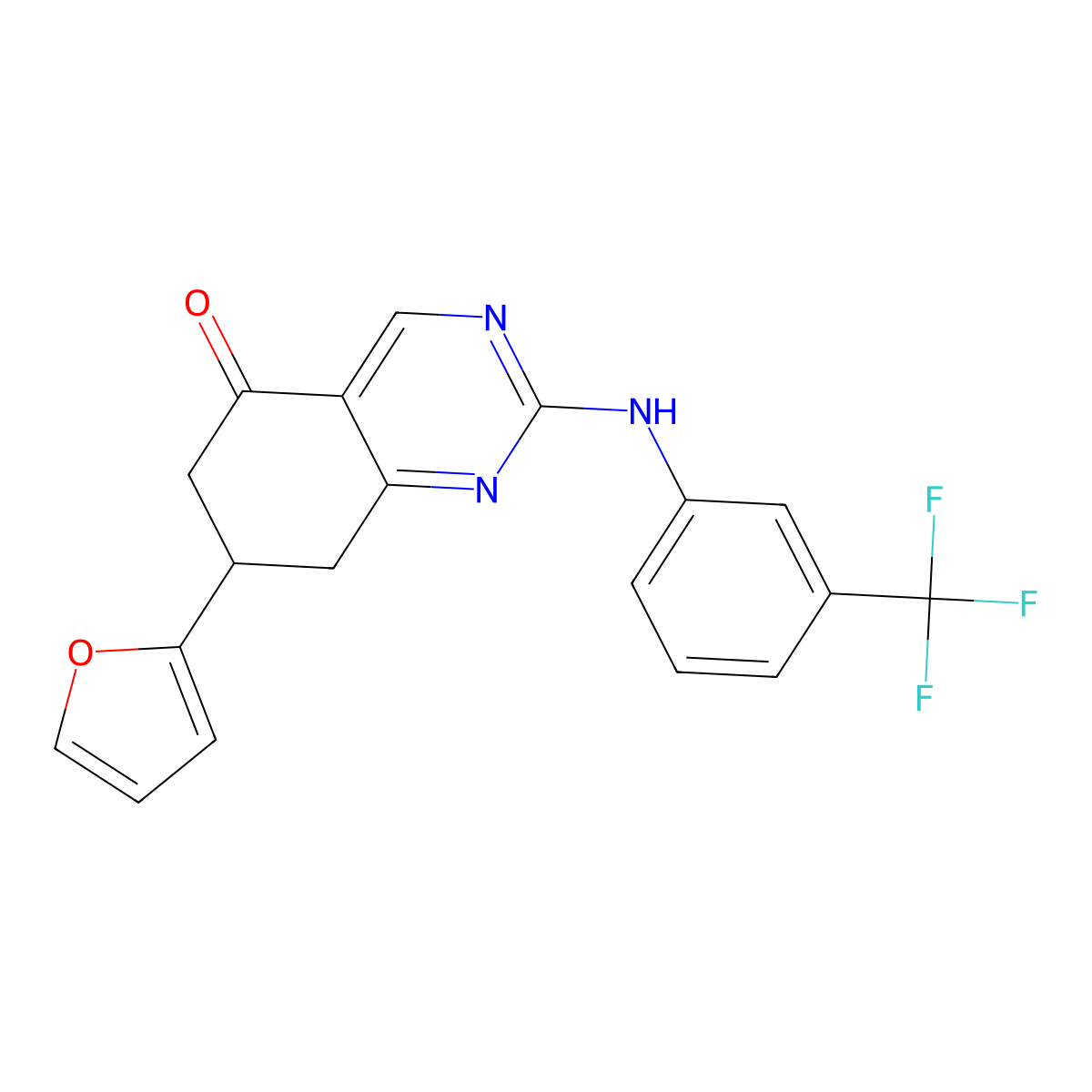 7-(furan-2-yl)-2-{[3-(trifluoromethyl)phenyl]amino}-7,8-dihydroquinazolin-5(6H)-one molecular structure, CAS 714291-88-0