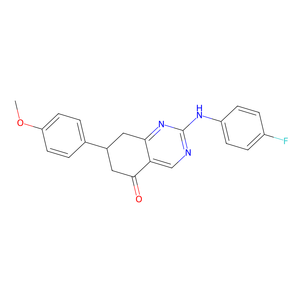 2-[(4-fluorophenyl)amino]-7-(4-methoxyphenyl)-7,8-dihydroquinazolin-5(6H)-one molecular structure, CAS 714292-22-5