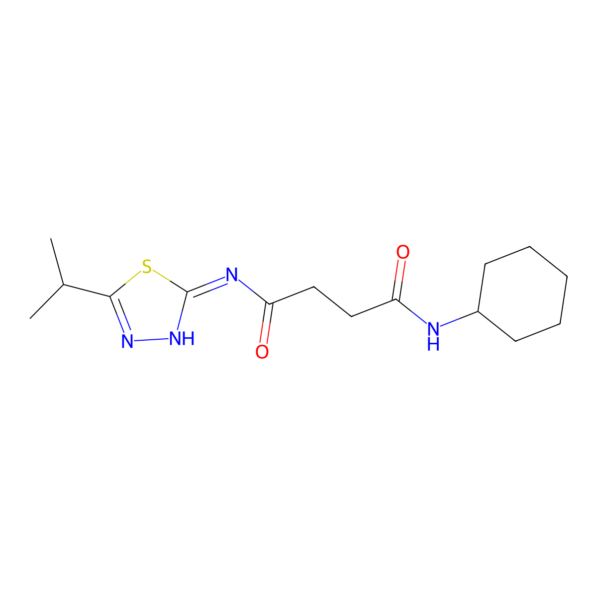 N-cyclohexyl-N'-(5-propan-2-yl-1,3,4-thiadiazol-2-yl)butanediamide molecular structure, CAS 714292-97-4