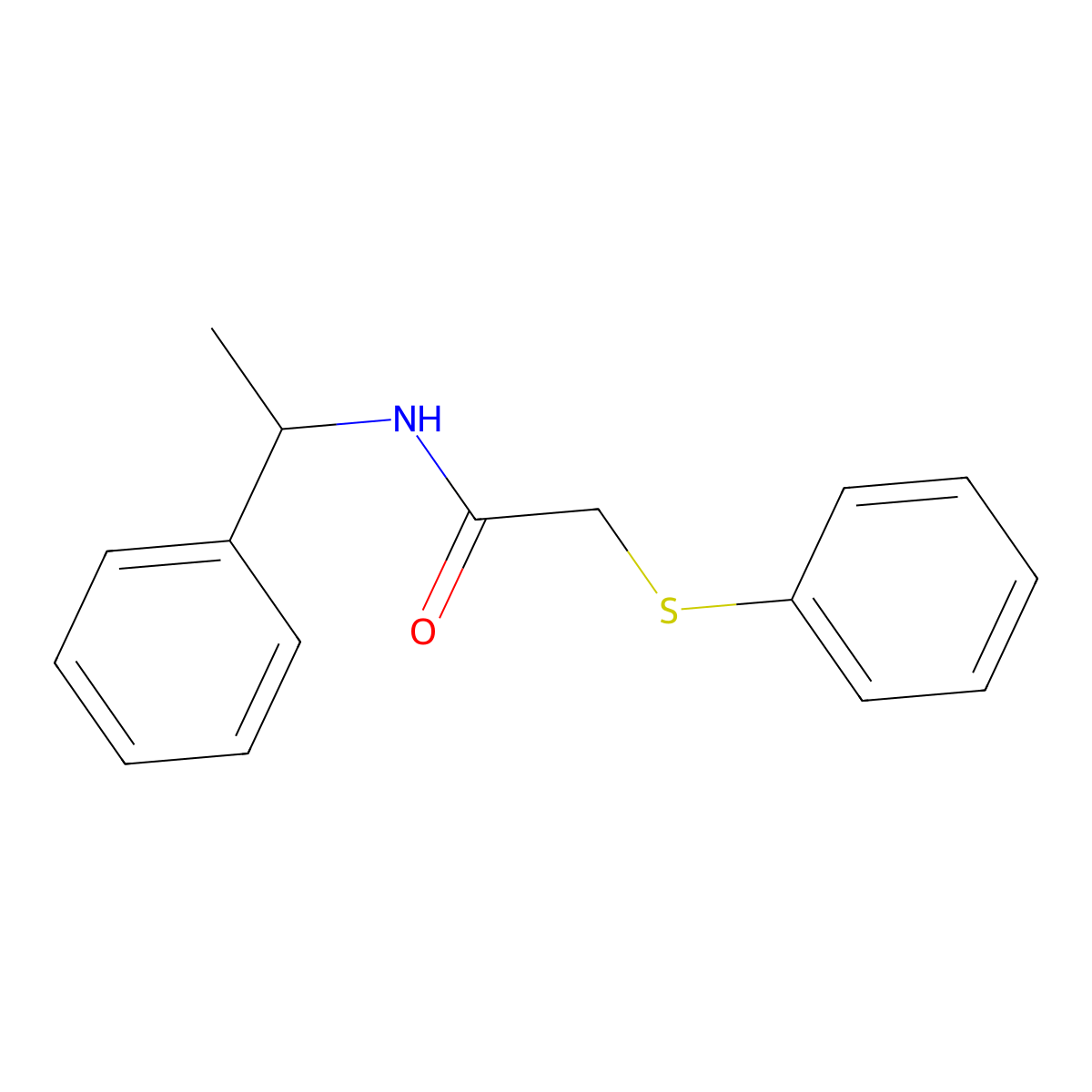 N-(1-phenylethyl)-2-phenylsulfanylacetamide molecular structure, CAS 71433-14-2