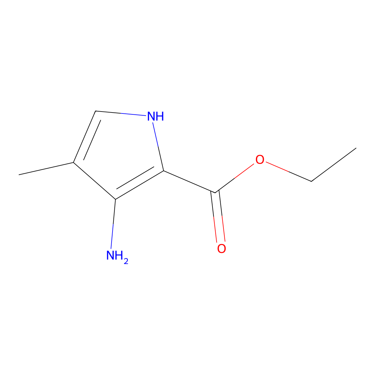 ethyl 3-amino-4-methyl-1H-pyrrole-2-carboxylate molecular structure, CAS 71435-32-0