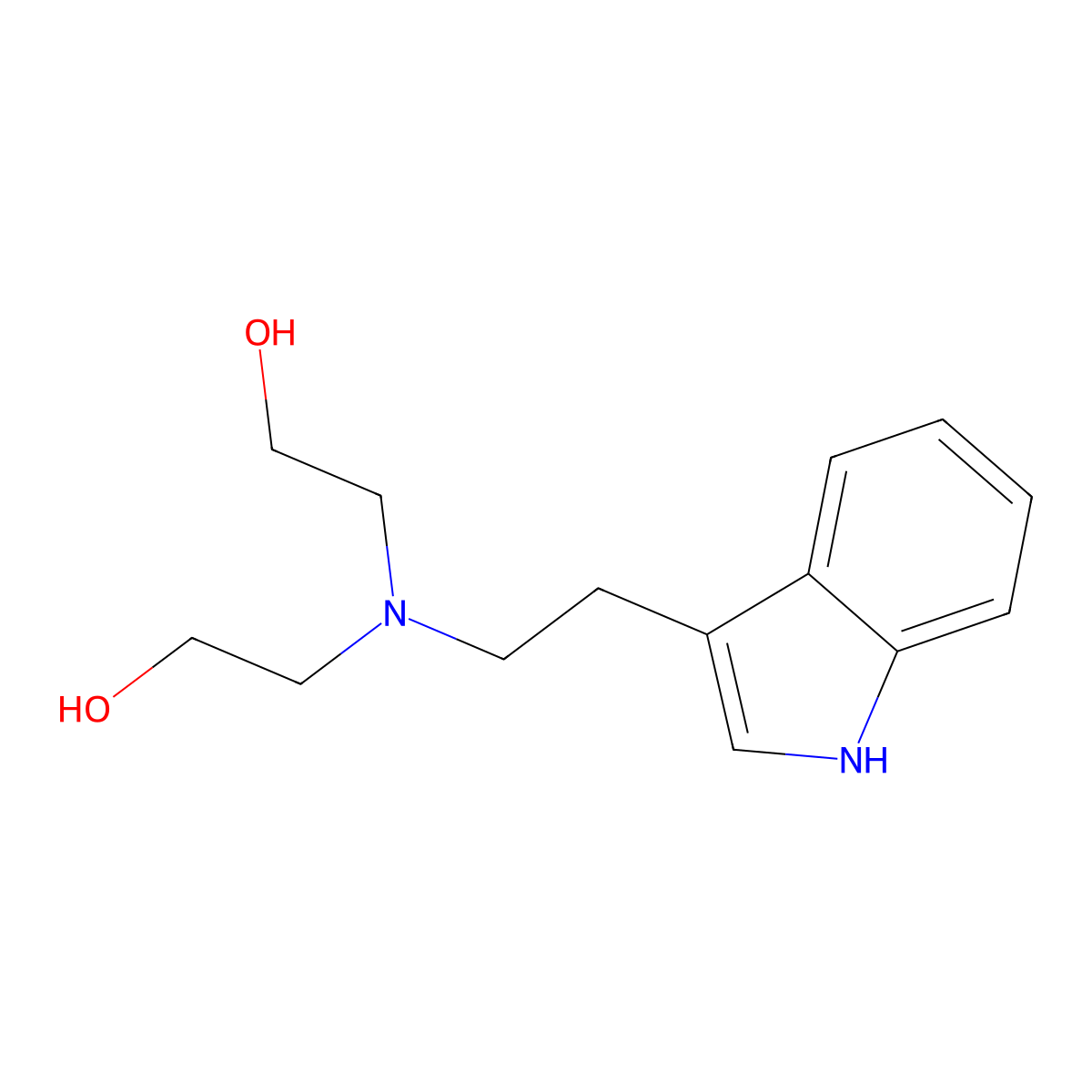 2,2'-((2-(1H-Indol-3-yl)ethyl)azanediyl)diethanol molecular structure, CAS 7144-26-5