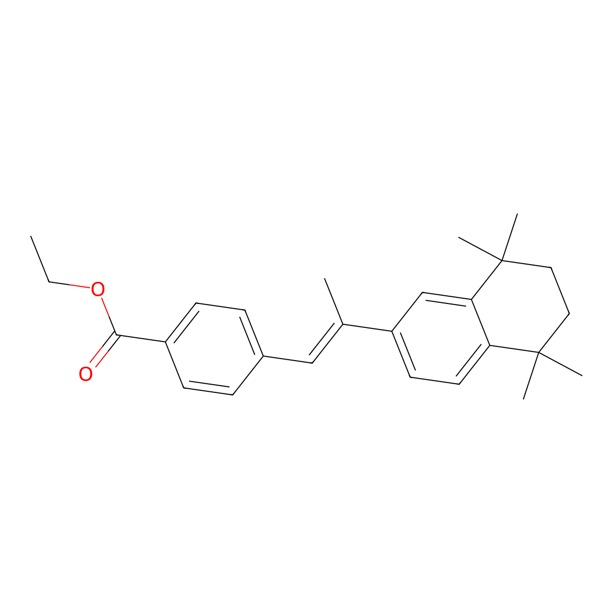 Ethyl-p-((E)-2-(5,6,7,8-tetrahydro-5,5,8,8-tetramethyl-2-naphthyl)-1-propenyl)benzoate molecular structure, CAS 71441-09-3