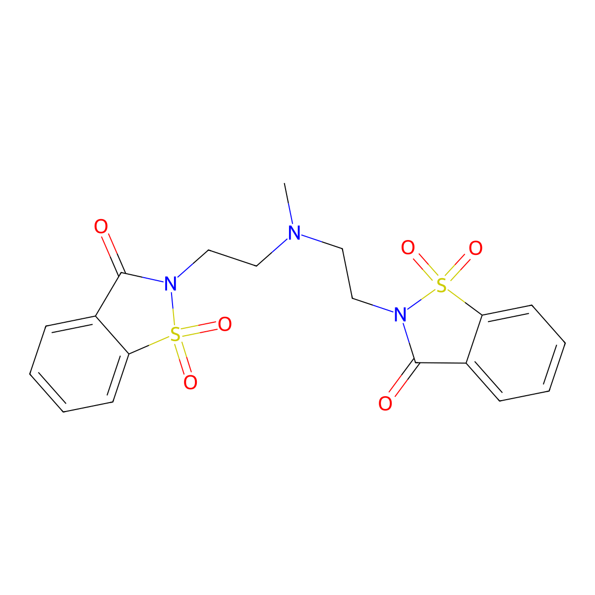 2-[2-[Methyl-[2-(1,1,3-trioxo-1,2-benzothiazol-2-yl)ethyl]amino]ethyl]-1,1-dioxo-1,2-benzothiazol-3-one molecular structure, CAS 7145-98-4