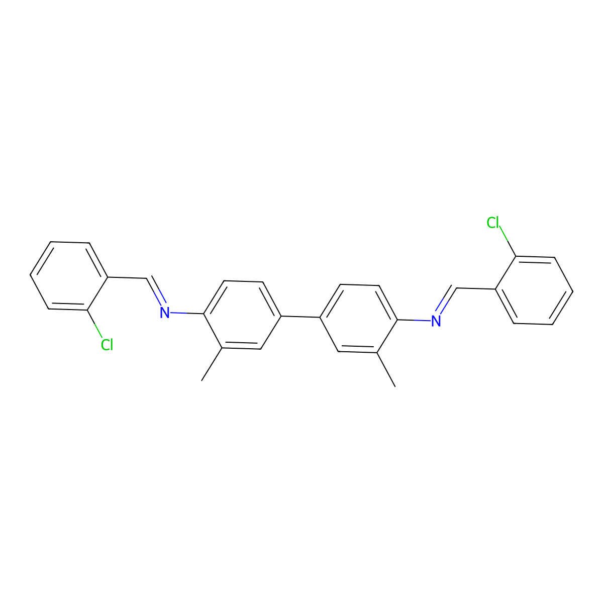 N,N'-bis[(E)-(2-chlorophenyl)methylidene]-3,3'-dimethylbiphenyl-4,4'-diamine molecular structure, CAS 71451-31-5