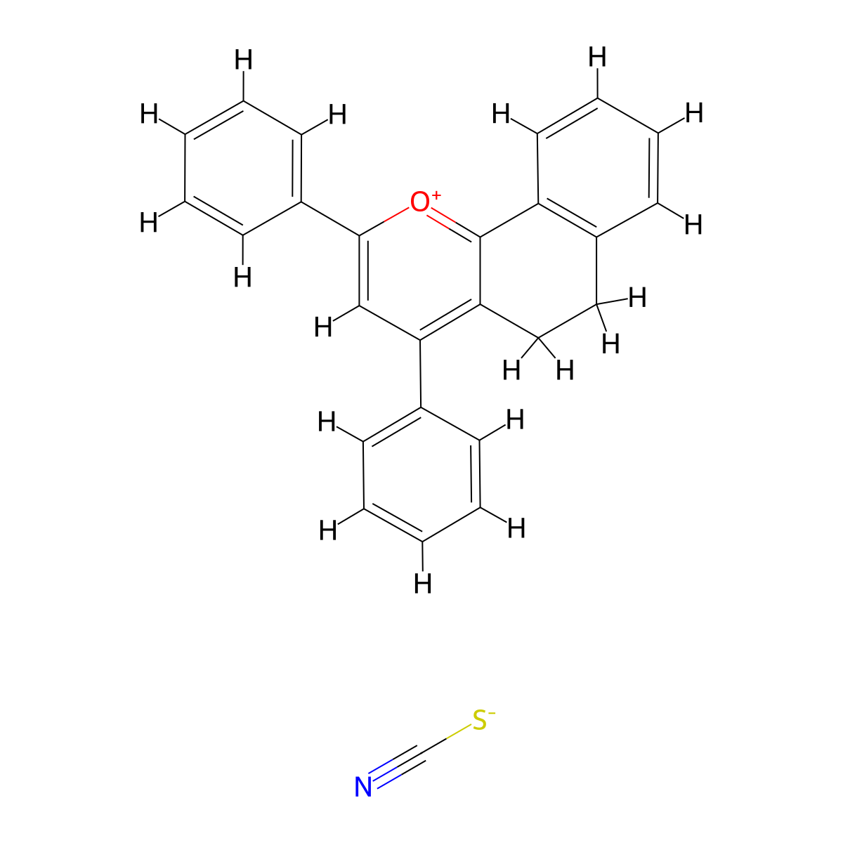 2,4-Diphenyl-5,6-dihydrobenzo[h]chromenium thiocyanate molecular structure, CAS 71451-94-0