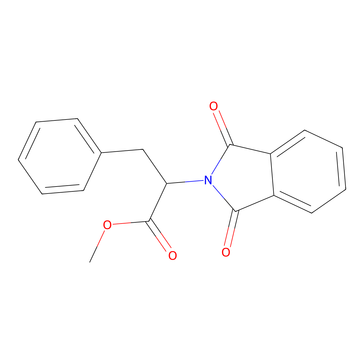 Methyl 2-(1,3-dioxo-1,3-dihydro-2H-isoindol-2-yl)-3-phenylpropanoate molecular structure, CAS 7146-63-6