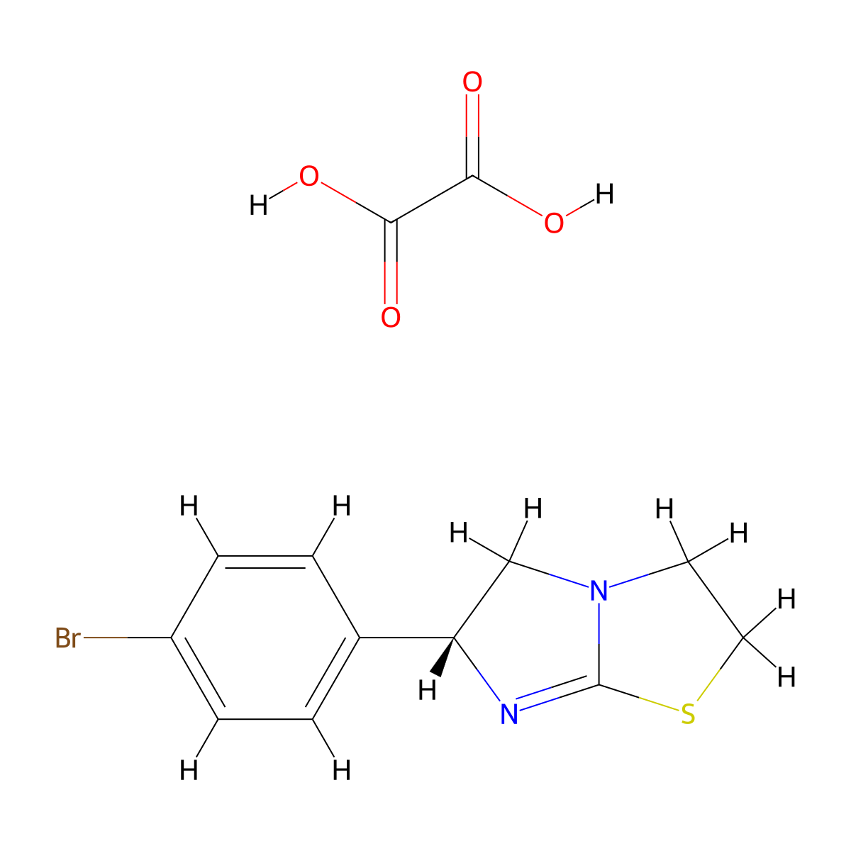 (R)-6-(p-bromophenyl)-2,3,5,6-tetrahydroimidazo[2,1-b]thiazole oxalate molecular structure, CAS 71461-24-0