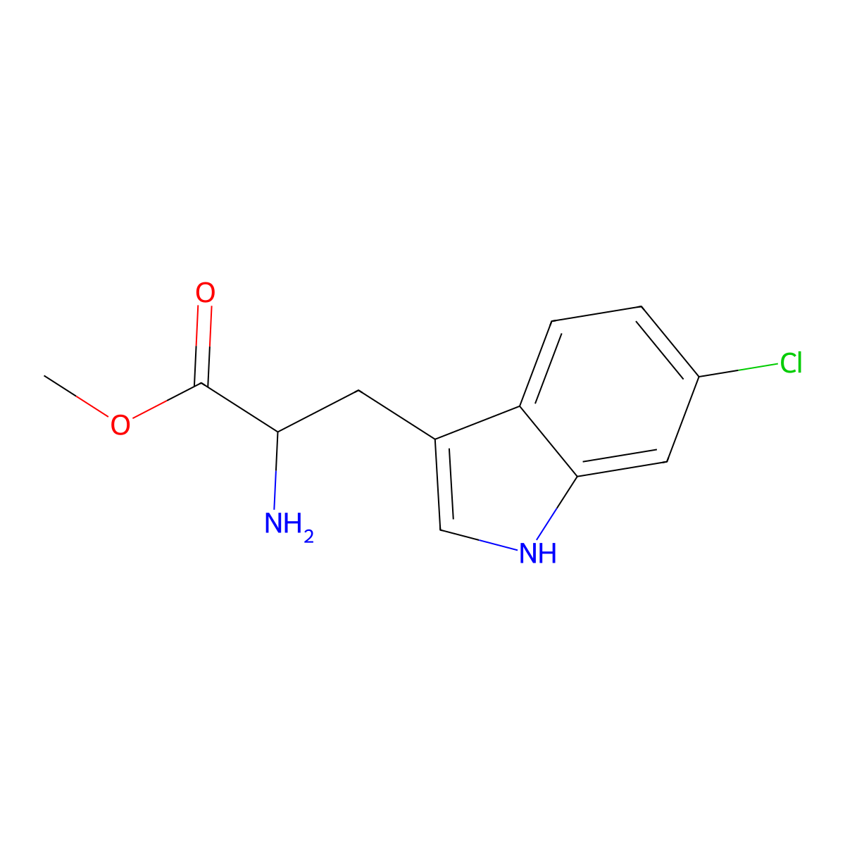 methyl 2-amino-3-(6-chloro-1H-indol-3-yl)propanoate molecular structure, CAS 71463-28-0