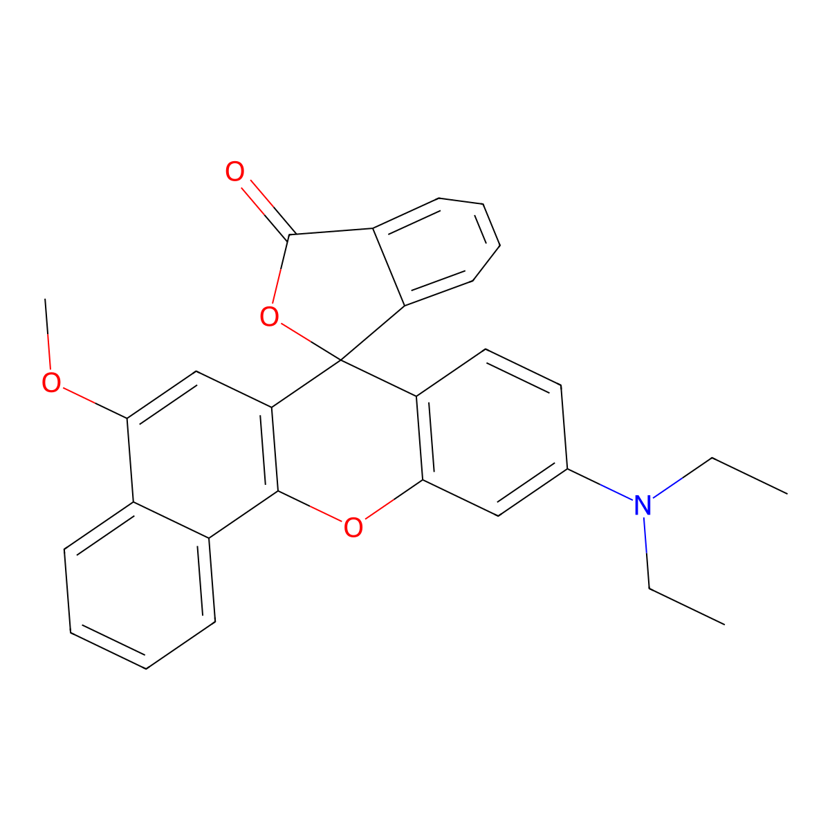 10-(Diethylamino)-5-methoxyspiro(7H-benzo(c)xanthene-7,1'(3'H)-isobenzofuran)-3'-one molecular structure, CAS 71463-70-2