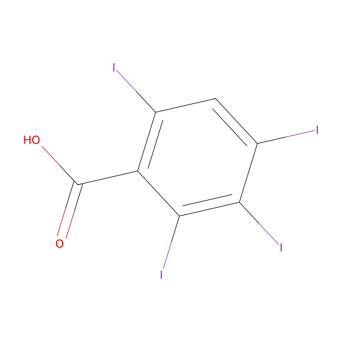 Benzoic acid, 2,3,4,6-tetraiodo- molecular structure, CAS 71463-71-3