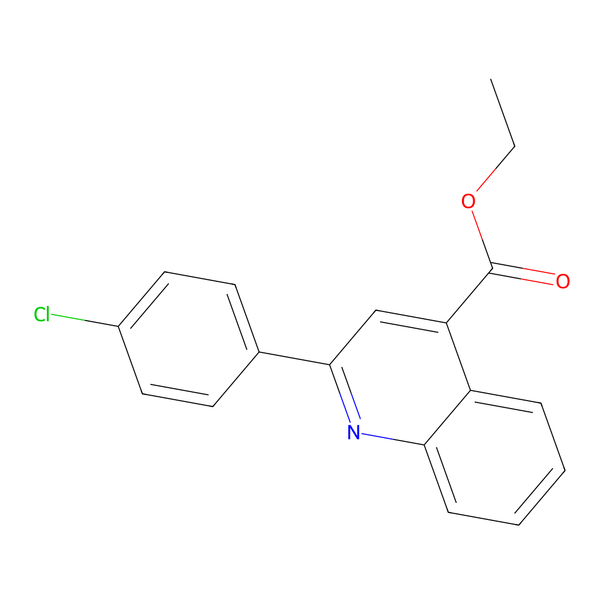 Ethyl 2-(4-chlorophenyl)quinoline-4-carboxylate molecular structure, CAS 7147-98-0