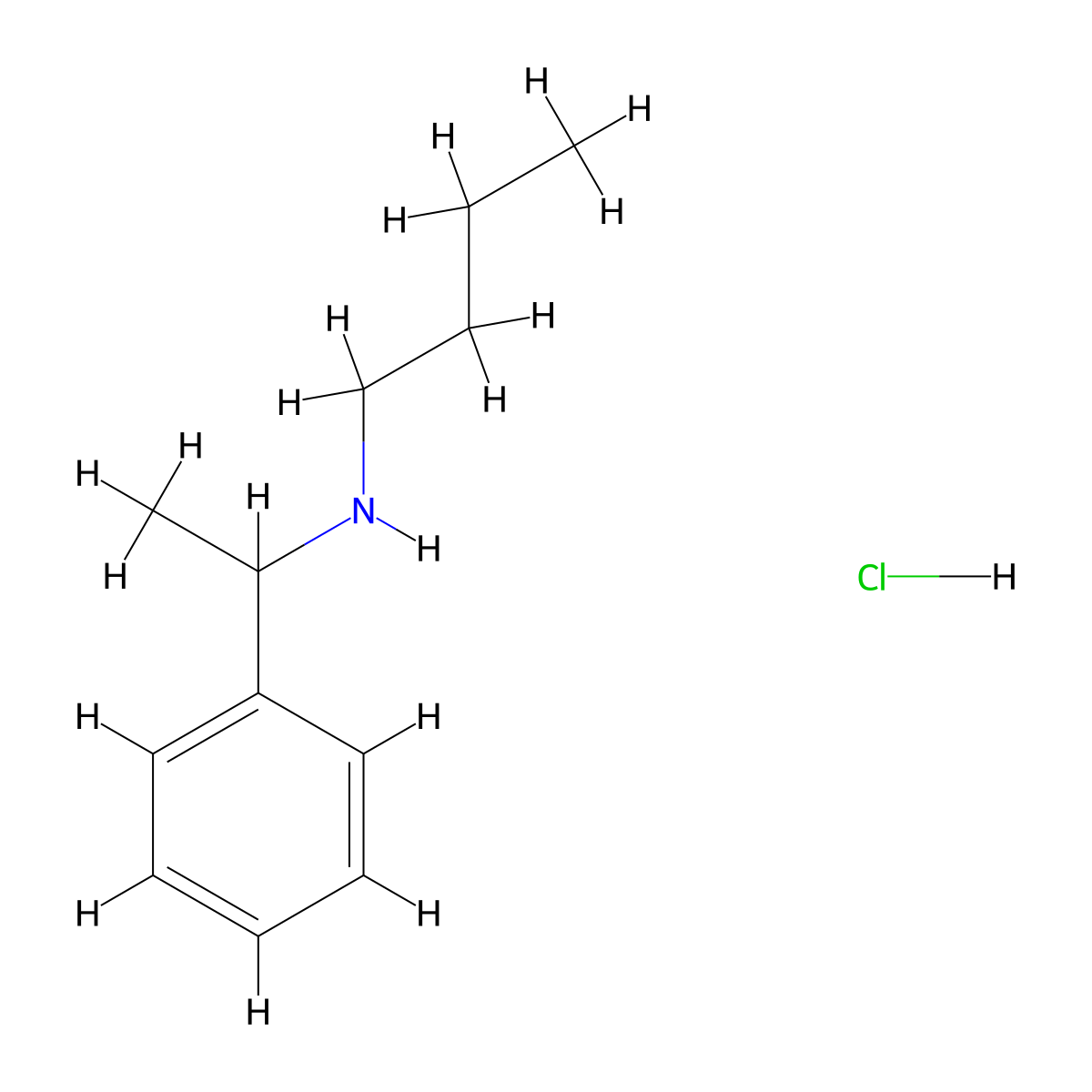 Butyl(1-phenylethyl)amine hydrochloride molecular structure, CAS 71475-28-0