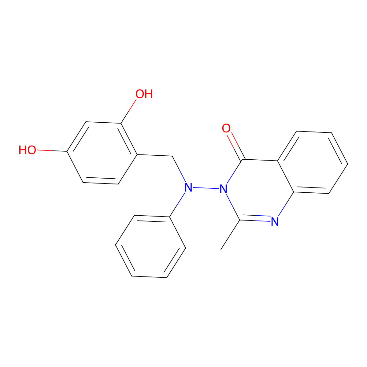 4(3H)-Quinazolinone, 3-(((2,4-dihydroxyphenyl)methyl)phenylamino)-2-methyl- molecular structure, CAS 71476-98-7