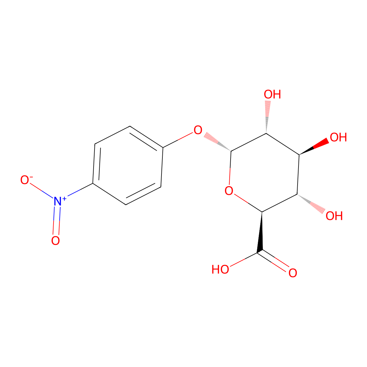 (2S,3S,4S,5R,6R)-3,4,5-Trihydroxy-6-(4-nitrophenoxy)tetrahydro-2H-pyran-2-carboxylic acid molecular structure, CAS 71484-85-0