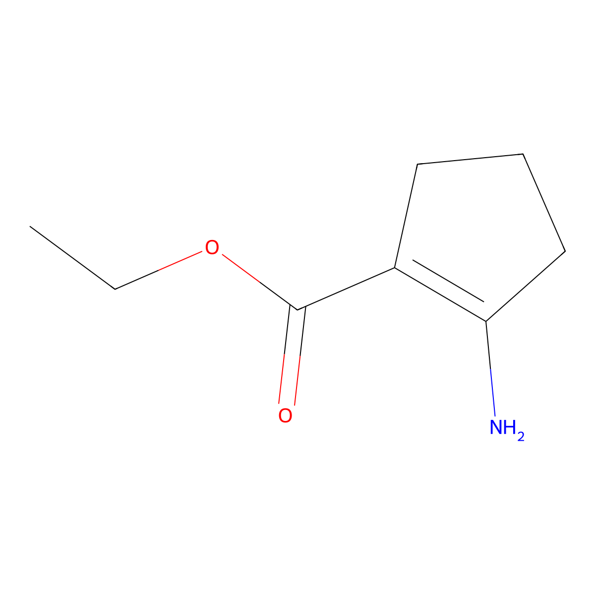2-Amino-cyclopent-1-enecarboxylic acid ethyl ester molecular structure, CAS 7149-18-0