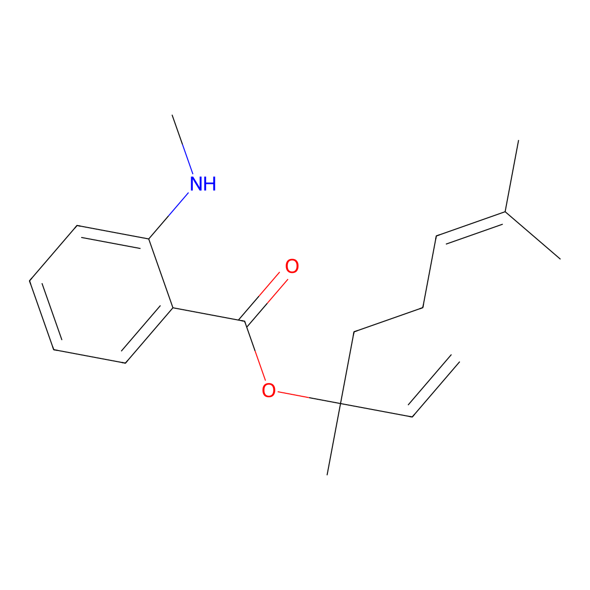 1,5-Dimethyl-1-vinyl-4-hexenyl 2-(methylamino)benzoate molecular structure, CAS 7149-27-1