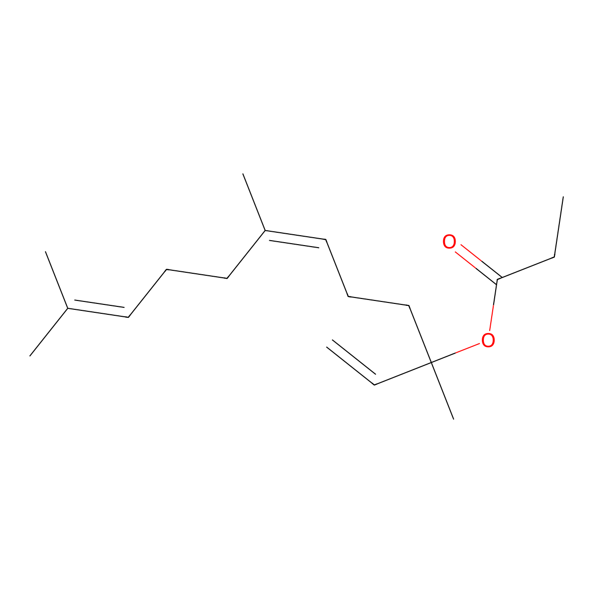 1,6,10-Dodecatrien-3-ol, 3,7,11-trimethyl-, 3-propanoate molecular structure, CAS 7149-34-0