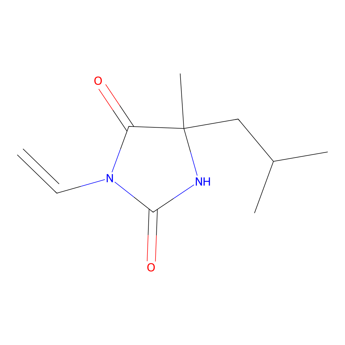 3-Ethenyl-5-methyl-5-(2-methylpropyl)imidazolidine-2,4-dione molecular structure, CAS 7149-47-5