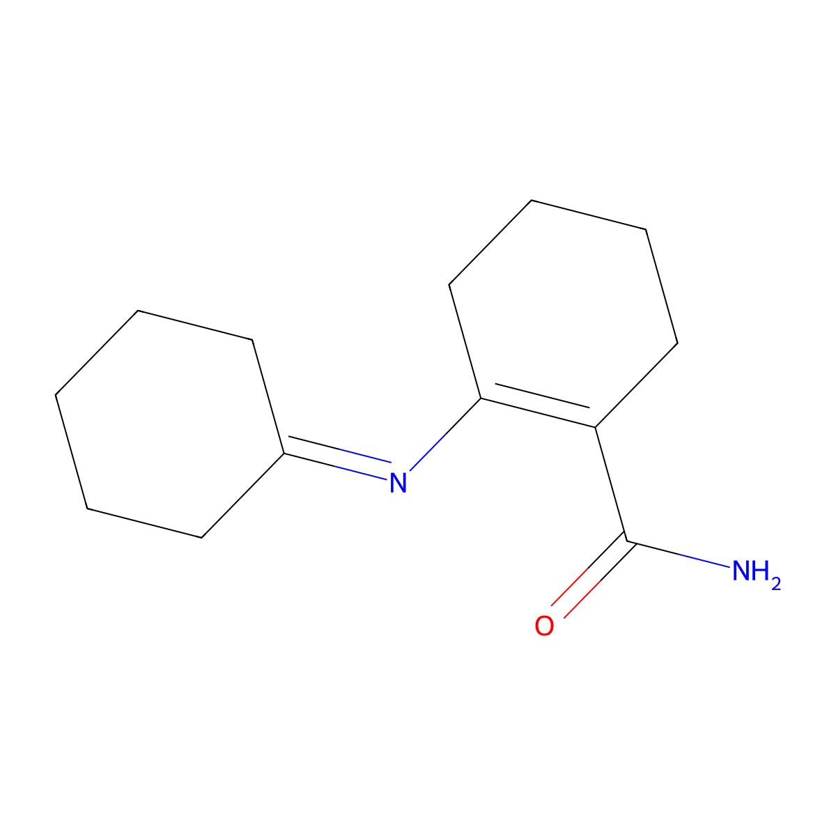 N-Cyclohexylidene-2-carbamylcyclohex-1-enylamine molecular structure, CAS 7149-51-1