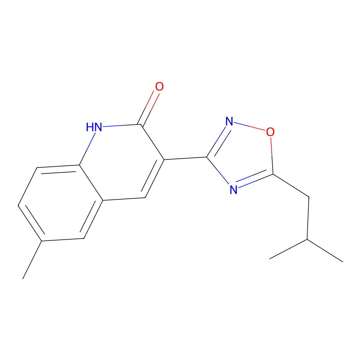 3-(5-Isobutyl-[1,2,4]oxadiazol-3-yl)-6-methyl-quinolin-2-ol molecular structure, CAS 714915-89-6