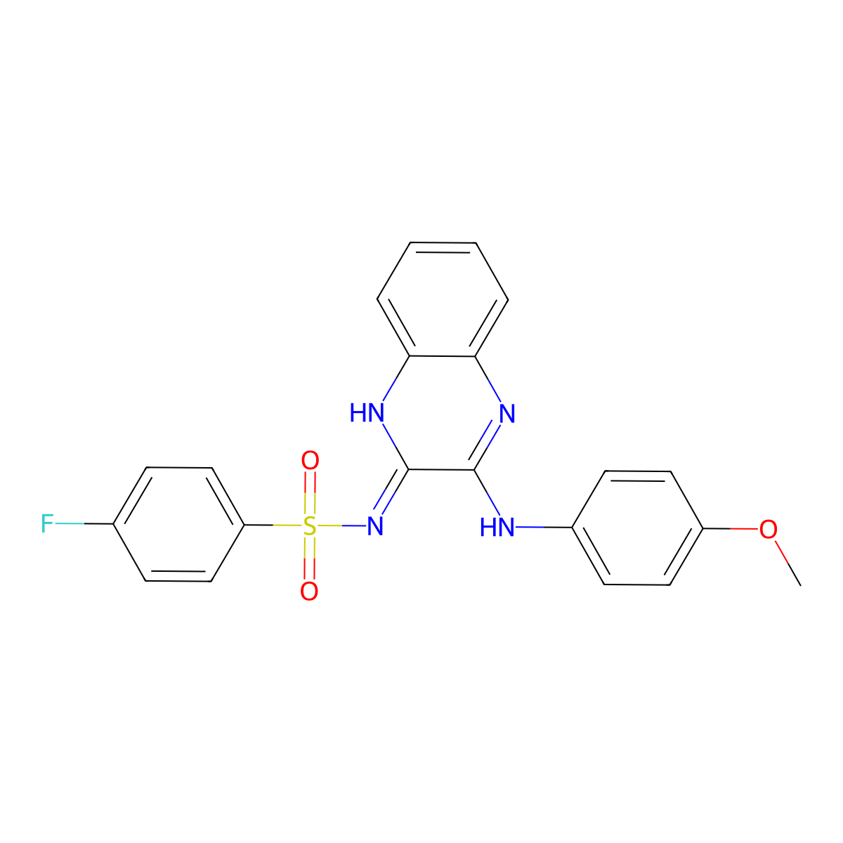 4-fluoro-N-(3-((4-methoxyphenyl)amino)quinoxalin-2-yl)benzenesulfonamide molecular structure, CAS 714916-69-5