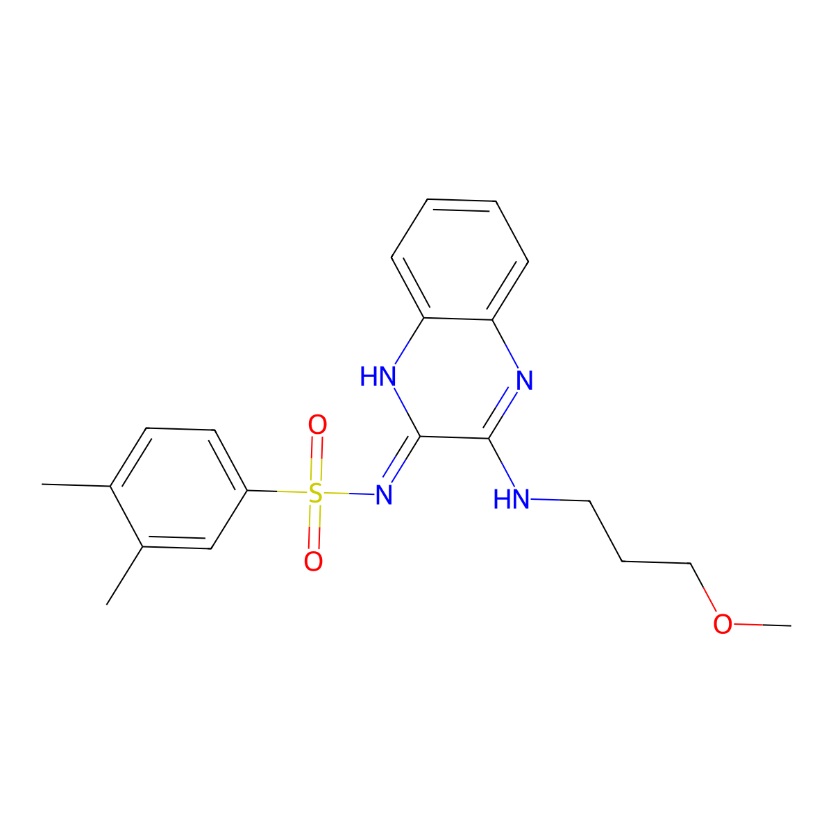 N-[3-(3-methoxypropylamino)quinoxalin-2-yl]-3,4-dimethylbenzenesulfonamide molecular structure, CAS 714917-58-5