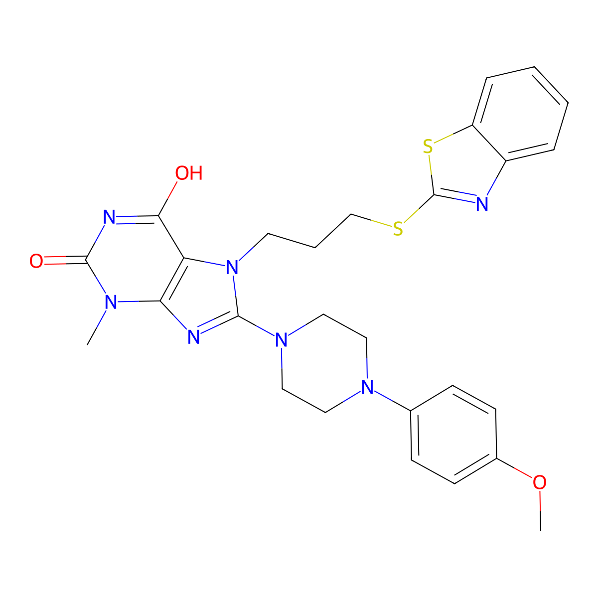 7-[3-(1,3-Benzothiazol-2-ylsulfanyl)propyl]-8-[4-(4-methoxyphenyl)piperazin-1-yl]-3-methylpurine-2,6-dione molecular structure, CAS 714917-62-1