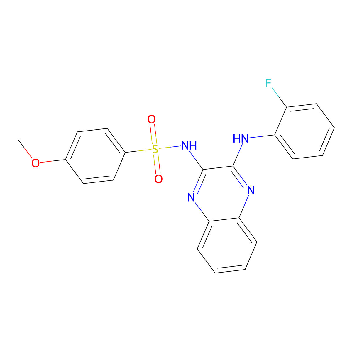 N-(3-((2-fluorophenyl)amino)quinoxalin-2-yl)-4-methoxybenzenesulfonamide molecular structure, CAS 714917-66-5