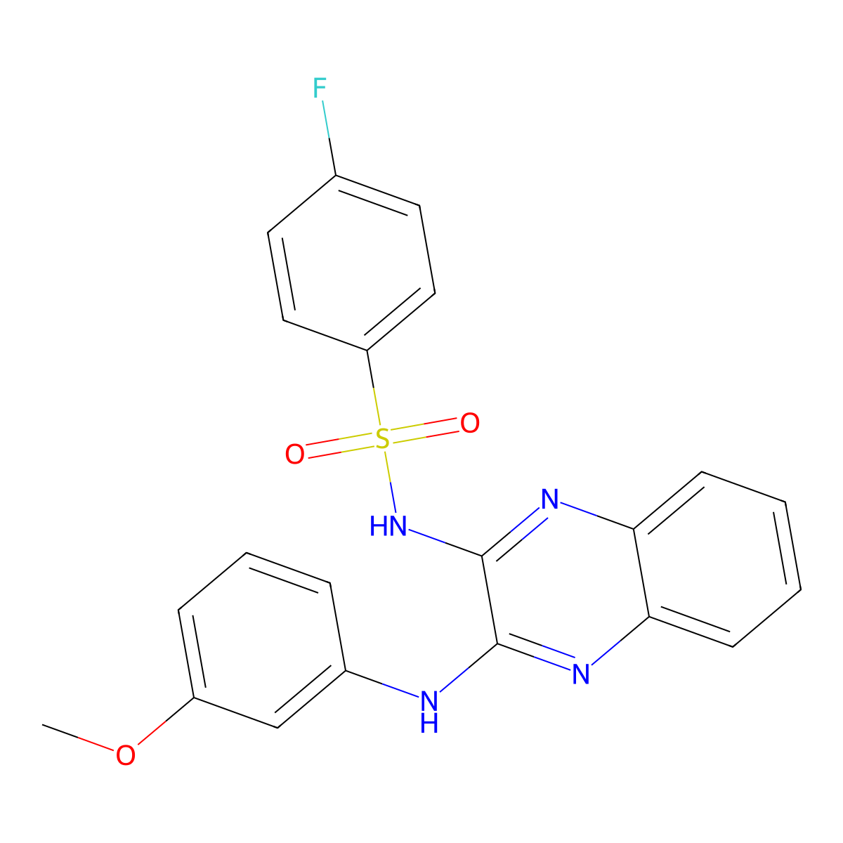 4-fluoro-N-[3-(3-methoxyanilino)quinoxalin-2-yl]benzenesulfonamide molecular structure, CAS 714917-87-0