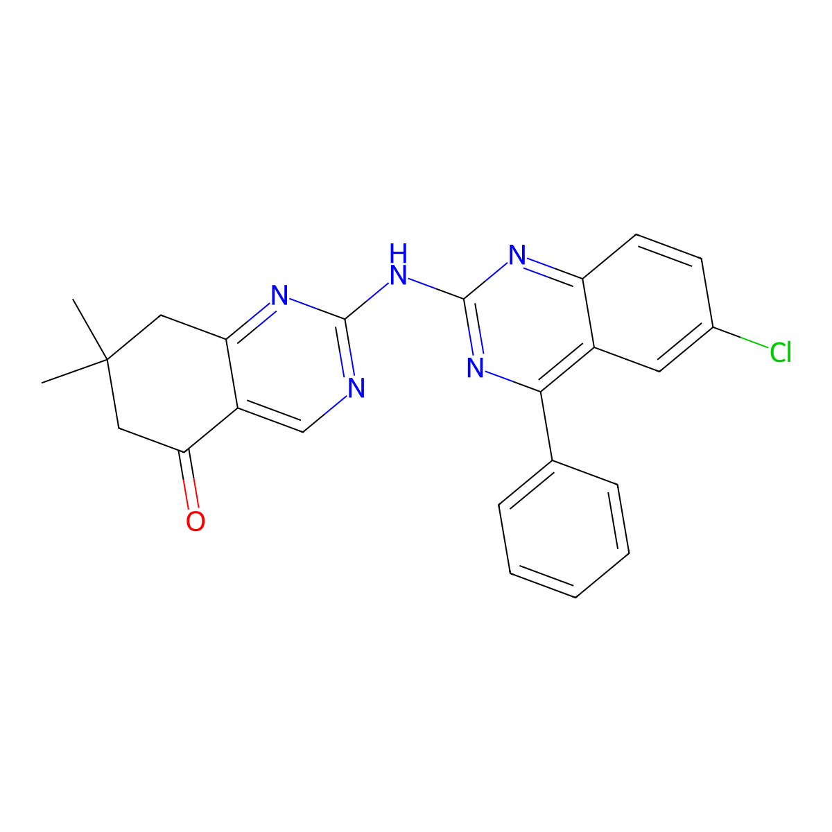 2-[(6-chloro-4-phenylquinazolin-2-yl)amino]-7,7-dimethyl-7,8-dihydroquinazolin-5(6H)-one molecular structure, CAS 714917-91-6