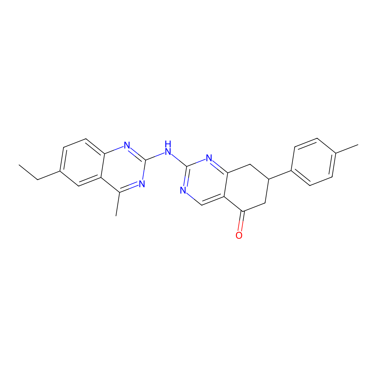 2-[(6-ethyl-4-methylquinazolin-2-yl)amino]-7-(4-methylphenyl)-7,8-dihydroquinazolin-5(6H)-one molecular structure, CAS 714918-69-1