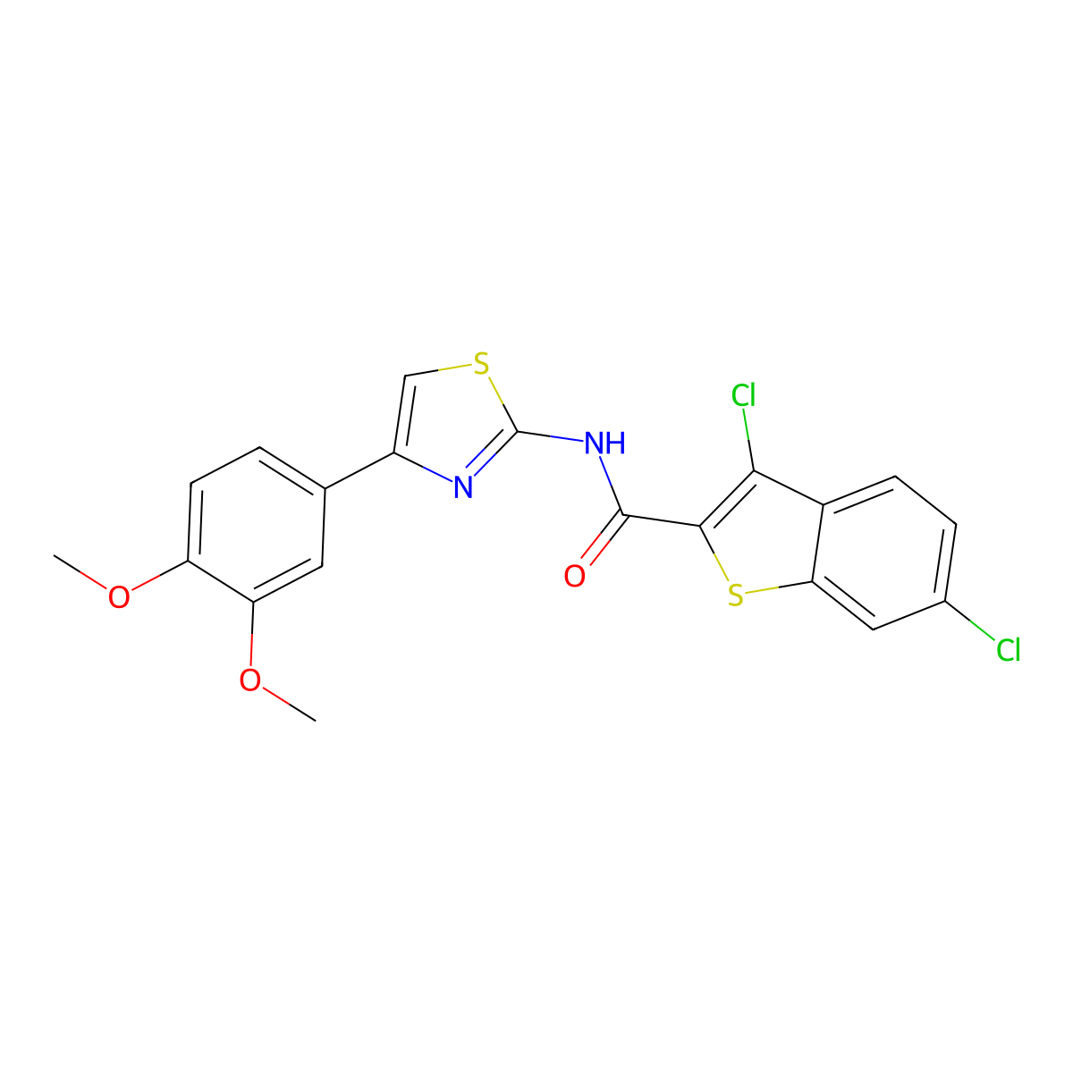 3,6-dichloro-N-[4-(3,4-dimethoxyphenyl)-1,3-thiazol-2-yl]-1-benzothiophene-2-carboxamide molecular structure, CAS 714918-96-4
